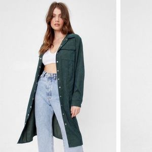 BEIGE Longline Corduroy Shirt Jacket NWOT